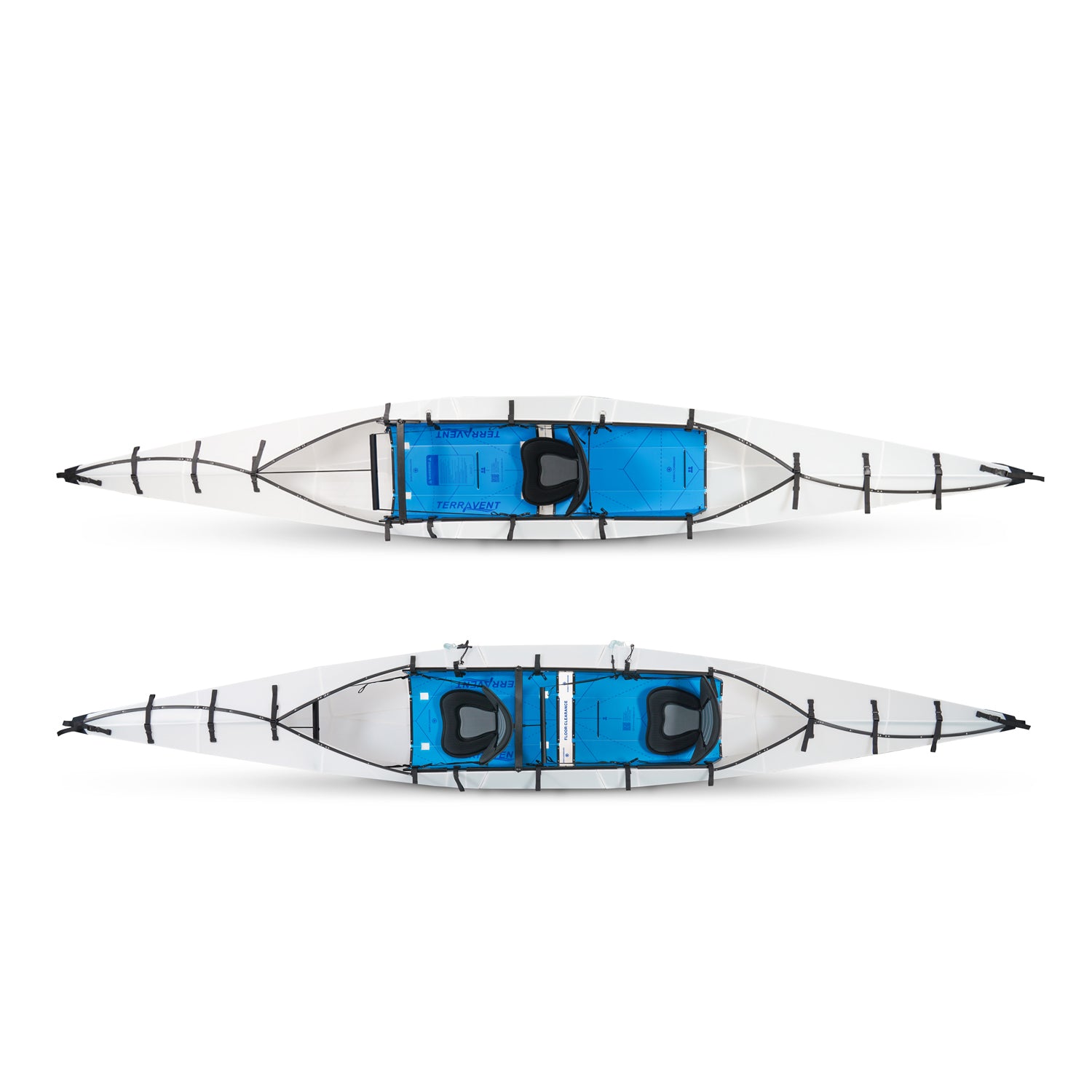 TERRAVENT K3 - Tandem Folding Kayak, 2-Person Origami Kayak, White