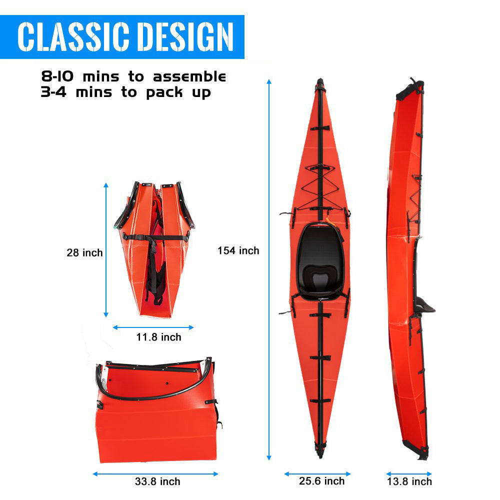Used - TERRAVENT K2 - Portable Folding Kayak, 154 inches, Red