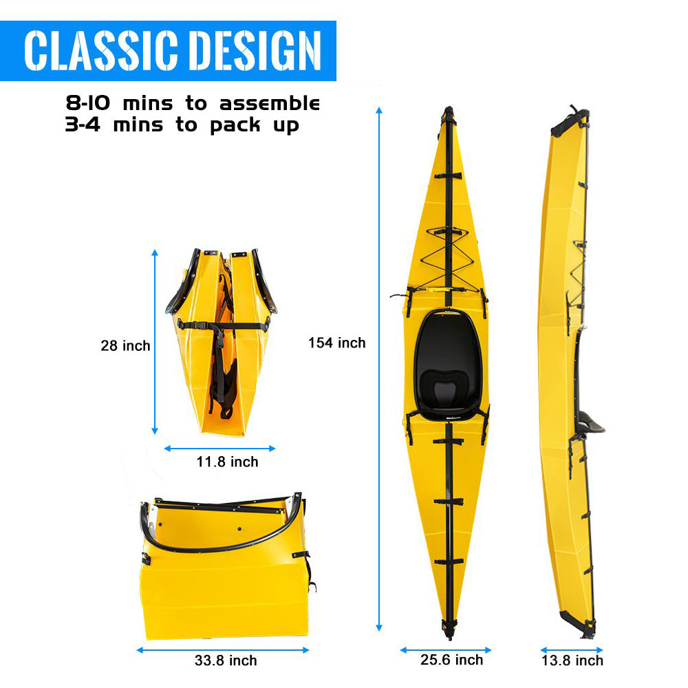 Used - TERRAVENT K2 - Portable Folding Kayak, 154 inches, Yellow